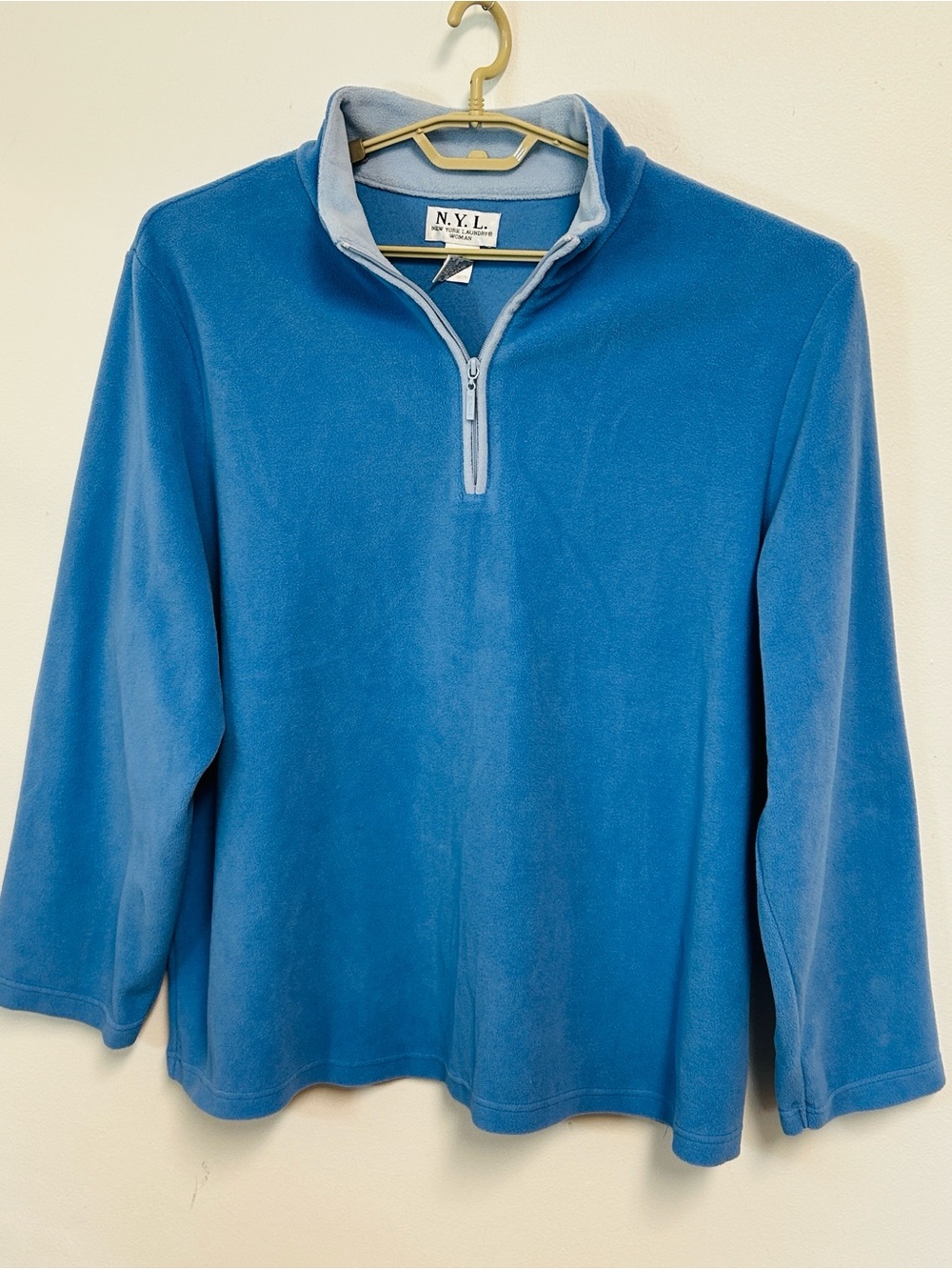 New York Laundry Woman Casual Fleece Relaxed Fit Blue 1/4 Zip Pullover Womens 2X